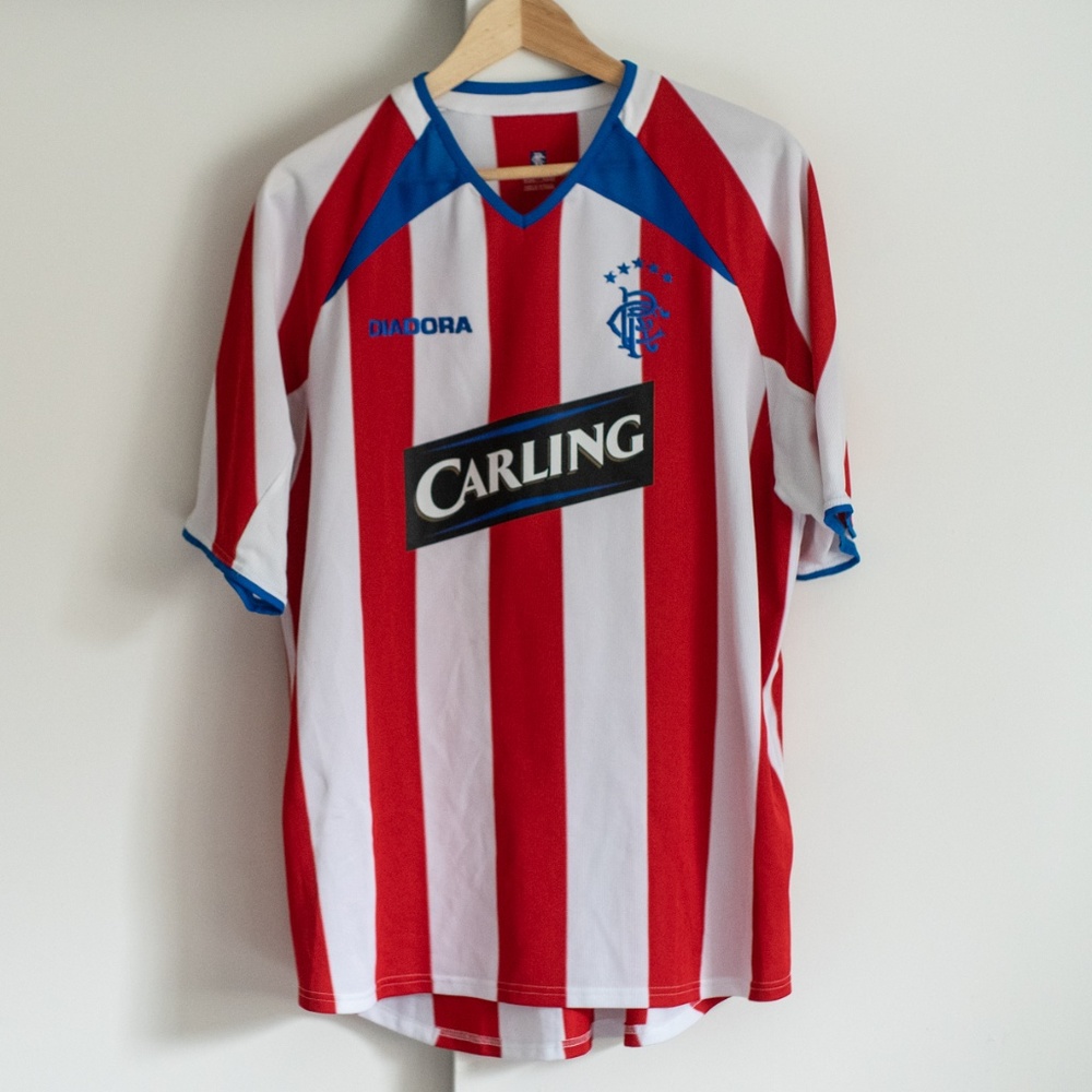 Rangers FC Carling Striped Jersey Red White Blue